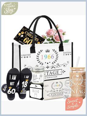 Birthday Gift Set Tote Bag Makeup Bag Candle Socks Keychain